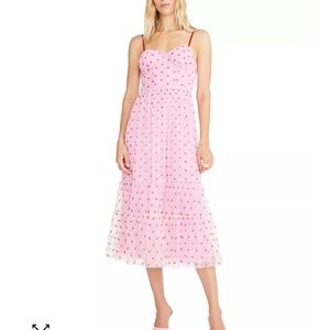 BETSEY JOHNSON Foil-Printed Tiered Sweetheart Dress| Viral Valentine’s Dress| 8